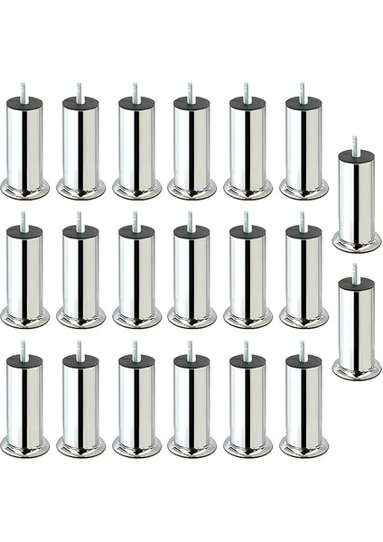 Baza Koltuk Kanepe Mobilya Yatak Çekyat Ayağı Ince Diş M8 Metrik 8 mm Krom Metal Ayakları 15 cm 20 Adet