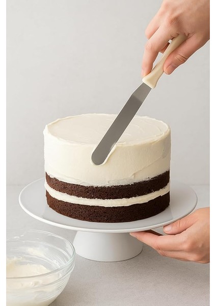 Pasta Spatula Seti, Paslanmaz Çelik, Siyah-Beyaz-Gri Saplı, Krem Sürme ve Dekorasyon Için fiyatları