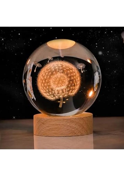 Ahşap Standlı Cam Küre Işıklı Göz Yormayan Ay ve Astronot Motifli Masaüstü Aydınlatma Gece Lambası Dekoratif Çocuk Odası Salon Yatak Odası Lamba 6cm x 6cm (Astronot) indirimleri