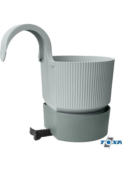 Ixora Tek Askılı Balkon Saksısı Tabaklı Mat Plastik Saksı (1 Adet, Gri) modelleri