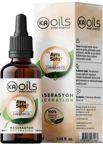 Aynısefa Yağı 30 ml | Zeytinyağında Masere Edilmiş | Calendula Infused Oil | Cilt Yatıştırıcı & Koruyucu Bakım |%100 Doğal Bitkisel Yağ – Bebek & Hassas Ciltler Için Uygun