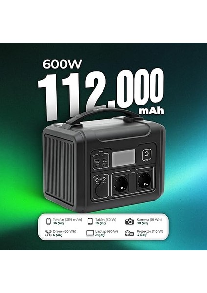 PS600 Taşınabilir Güç Istasyonu, 600W Güçlü Power Station | Deprem ve Kamp Için Portatif Enerji Kaynağı, Güç Kaynağı Jenaratör (PS600) fiyatları