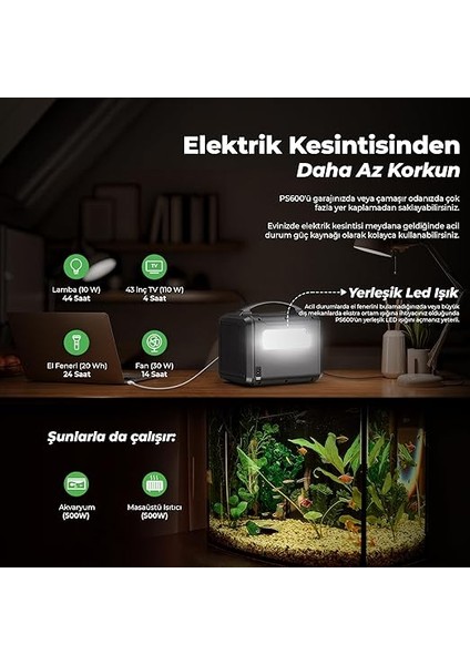 PS600 Taşınabilir Güç Istasyonu, 600W Güçlü Power Station | Deprem ve Kamp Için Portatif Enerji Kaynağı, Güç Kaynağı Jenaratör (PS600) fırsatları