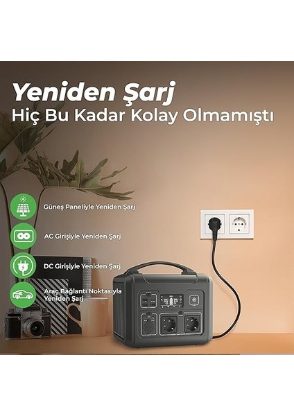PS600 Taşınabilir Güç Istasyonu, 600W Güçlü Power Station | Deprem ve Kamp Için Portatif Enerji Kaynağı, Güç Kaynağı Jenaratör (PS600) indirimleri