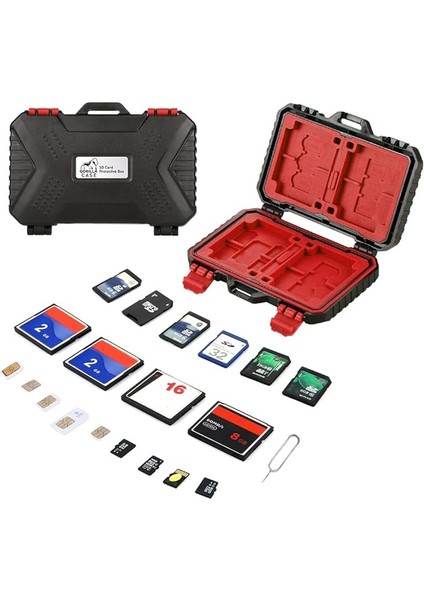Case 24 Slot Çoklu Hafıza Kartı ve Micro Sd Kart Taşıma Çantası Micro Sd Kart Kutusu (Kırmızı)