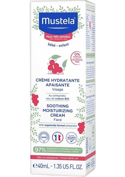 Mustela Çok Hassas Ciltler Için Rahatlatıcı Yüz Kremi 40 ml 1 Paket