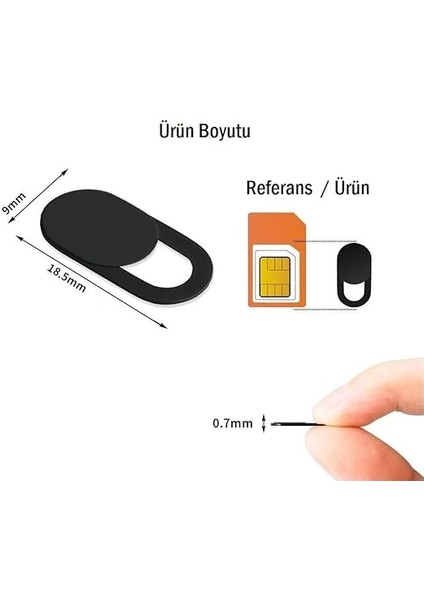 Laptop Tablet Kamera Webcam Kapatıcı Örtücü Sürgülü Kapak 3'lü Siyah indirimleri