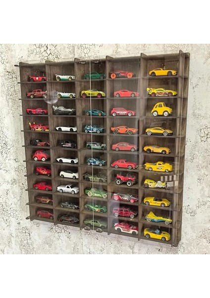 Kapaklı 1/64 Ölçek 50ARAÇ Hotwheels Matchbox Metal Araç Uyumlu Model Oyuncak Araba Rafı-Kahve fırsatları