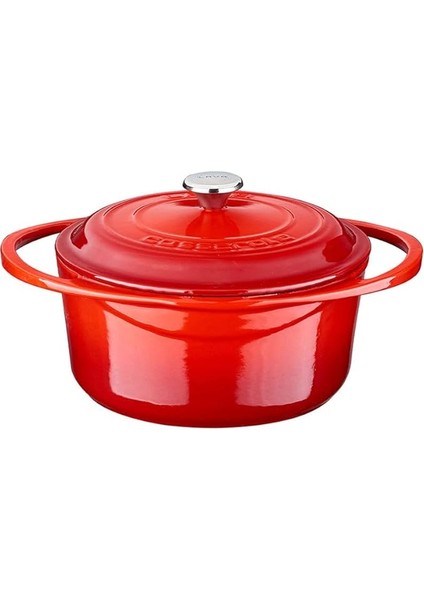 Metal Heritage Serisi - Döküm Tencere, Yuvarlak, 20 Cm, Kırmızı