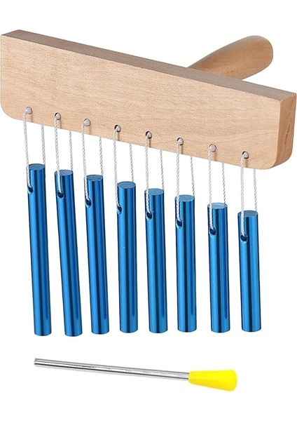 Chimes Perküsyon - 8 Sesli Ahşap Yoga Zili - Dayanıklı Alüminyum Tüp Yapılı Okul Sınıfı ve Ev Içi Kullanım Için Vuruş Çubuğu ile Başlangıç Seviye Müzik Ekipmanı