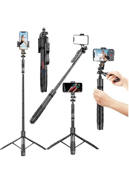 HP-T09 Çok Amaçlı Tripod Selfie Kumandalı 153 cm Anroid Ios Go Pro Uyumlu