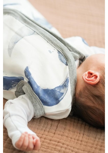 Bebek Giyilebilir Battaniye -%100 Pamuk Ince Yazlık Kundak - Erkek ve Kız (Mavi Ay, 6-12 Ay, 0.5 Tog) indirimleri