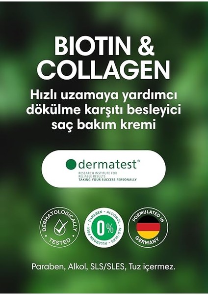 Bitkisel Sülfatsız, Tuzsuz, Biotin + Collagen Saç Kremi, Karşıtı Saç Kremi 250ML indirimleri