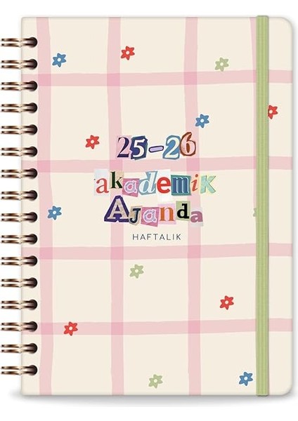 A5 Spiralli Renkli Akademik Ajanda 16 Aylık Motivasyon Sayfalı - Krem modelleri