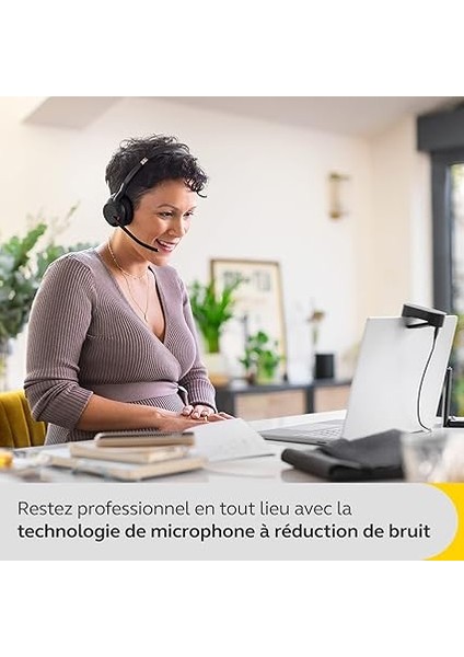 Evolve2 55 Stereo Kablosuz Kulaklık Jabra Air Comfort Teknolojisi, Gürültü Önleyici Mikrofonlar ve Aktif Gürültü Önleme - Ms Teams Sertifikalı, Diğer Tüm Platformlarla Çalışır - Siyah indirimleri