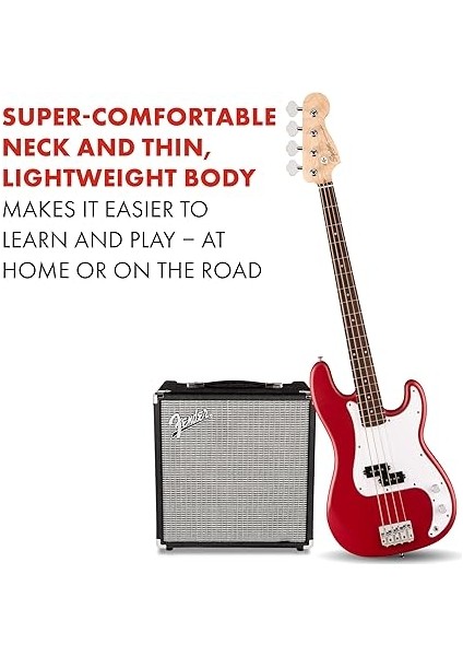 Squier Debut Serisi Precision Bass Elektro Gitar, Yeni Başlayanlar Için Gitar, Saten Dakota Kırmızısı modelleri