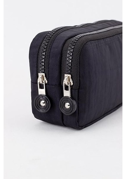 105 Yıkanabilir Çift Bölmeli Kalemlik Kalem Kutusu (Siyah) fırsatları