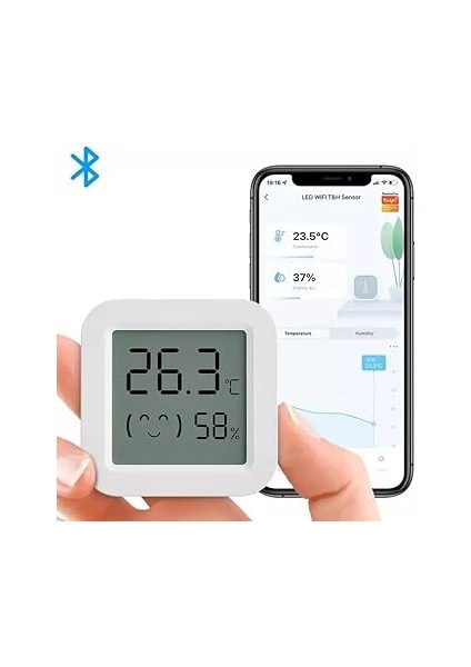 Isı ve Nem Ölçer Termometre Bluetoooth Bağlantılı Dijital Termometre LCD Ekranlı Isı Nem Ölçer, Ios/android ile Uyumlu,çucuk,bebek,ev Vs. Için, Beyaz fırsatları