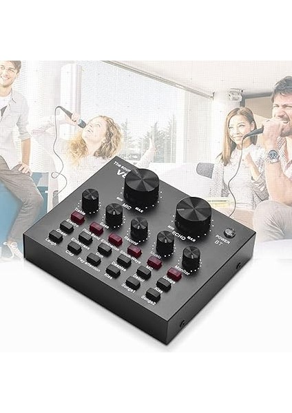 Harici Ses Karıştırma Ses Kartı Çoklu Ses Efektlerine Sahip USB Ses Arabirimi Şarkı Söylemek Için Dahili Pil Bağırarak Canlı Akış Chating Müzik Kaydı fırsatları