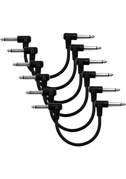 6 Paket 6 Inç Gitar Yama Kabloları, Gitar Için 1/4 Inç Ts Dik Açılı Yama Kabloları (Siyah)