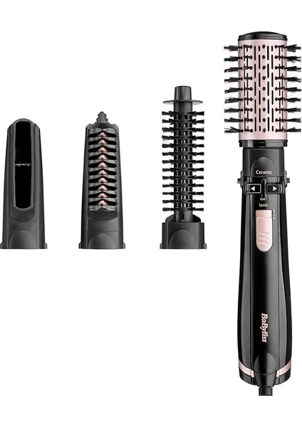 AS200E Brosse Rotatif Ionic Hava Üflemeli Saç Şekillendirici, Döner Fırçalı, 4 Aksesuarlı, Siyah
