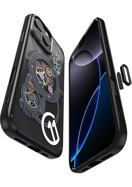iPhone 16 Pro ile Uyumlu Ince Magsafe Kılıf Ultra Hybrid T Force Kamera Butonu Sararma Karşıtı Duraclear Hava Kanalı Teknolojisi Askeri Sınıf Koruma C11 Chronos Tasarım Kapak - ACS09193