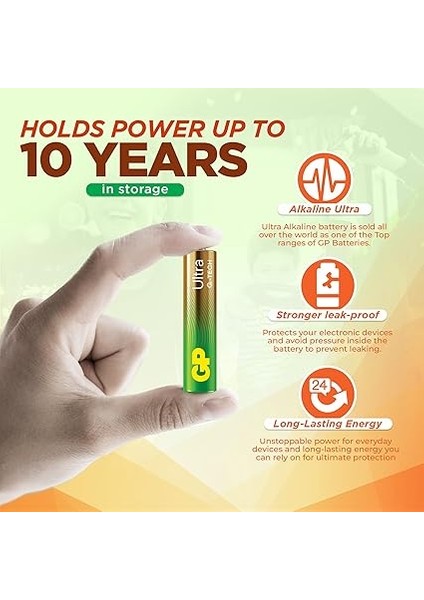 Batteries GP24AU Ultra Alkalin LR03/E92/AAA Ince Kalem Pil, 1.5 Volt, 40'lı Paket, Bakır/siyah/beyaz fiyatları