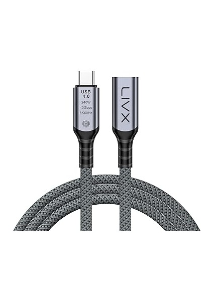 Type C To Type C Usb4.0 240W 40GBPS 8k60hZ Uzatma Kablosu 1 Metre Lcu modelleri