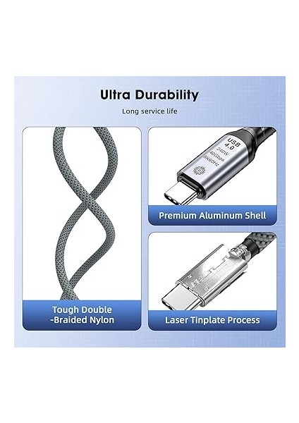 Type C To Type C Usb4.0 240W 40GBPS 8k60hZ Uzatma Kablosu 1 Metre Lcu indirimleri
