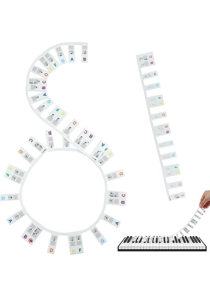 88 Tuşlu Çıkarılabilir Piyano Klavyesi Etiketleri, Piyano Notaları, Yeni Başlayanlar Için Kılavuz Etiketleri, Tam Boy, Silikon Piyano Anahtarı, Müzik Notaları, Harf Etiketi, Tekrar