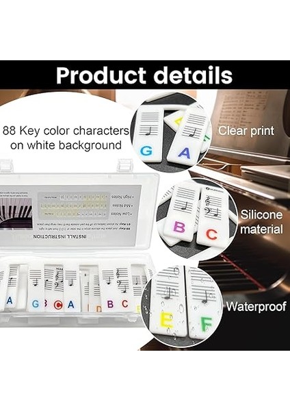 88 Tuşlu Çıkarılabilir Piyano Klavyesi Etiketleri, Piyano Notaları, Yeni Başlayanlar Için Kılavuz Etiketleri, Tam Boy, Silikon Piyano Anahtarı, Müzik Notaları, Harf Etiketi, Tekrar fiyatları