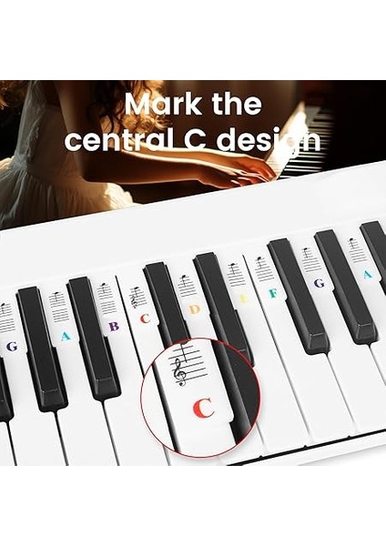 88 Tuşlu Çıkarılabilir Piyano Klavyesi Etiketleri, Piyano Notaları, Yeni Başlayanlar Için Kılavuz Etiketleri, Tam Boy, Silikon Piyano Anahtarı, Müzik Notaları, Harf Etiketi, Tekrar modelleri
