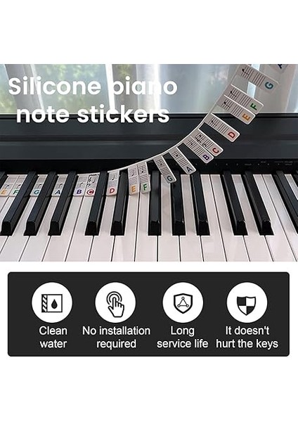 88 Tuşlu Çıkarılabilir Piyano Klavyesi Etiketleri, Piyano Notaları, Yeni Başlayanlar Için Kılavuz Etiketleri, Tam Boy, Silikon Piyano Anahtarı, Müzik Notaları, Harf Etiketi, Tekrar fırsatları