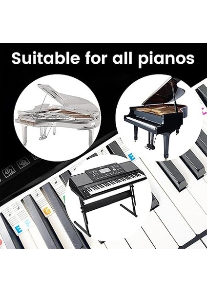 88 Tuşlu Çıkarılabilir Piyano Klavyesi Etiketleri, Piyano Notaları, Yeni Başlayanlar Için Kılavuz Etiketleri, Tam Boy, Silikon Piyano Anahtarı, Müzik Notaları, Harf Etiketi, Tekrar indirimleri