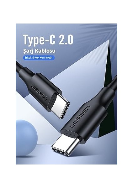 USB C To USB C 3A Hızlı Şarj ve Data Kablosu Beyaz 50 cm fiyatları