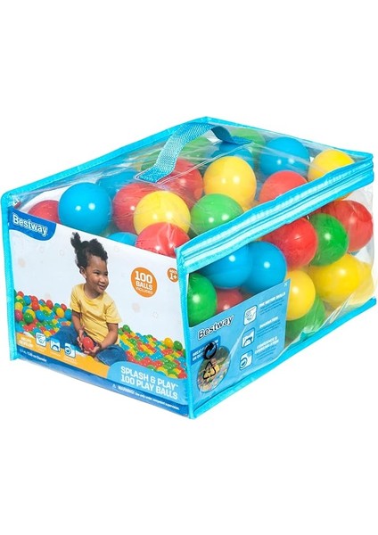 100 Splash & Play Topu, Çap 5,85 Cm, 4 Farklı Renkte