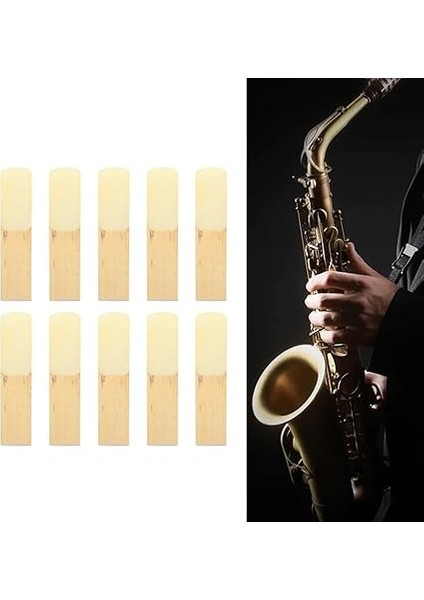 10PCS Profesyonel Alto Sax Reeds Elastikiyet ve Istikrar Klasik Caz Için Zengin Tonu ile Alto Saksafon Sazları (Güç 3.0) fırsatları