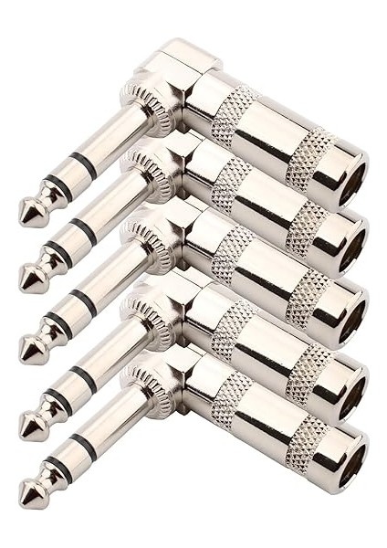 1/4 "ses Fişi 6,35 mm Fiş Trs Erkek 1/4" Lehim Tipi 90 Derece Dik Açılı Stereo Fiş Dj Mikser Hoparlör Kabloları Gitar Kabloları Fono Yama Kablosu Mikrofon Kabloları (5 Paket)