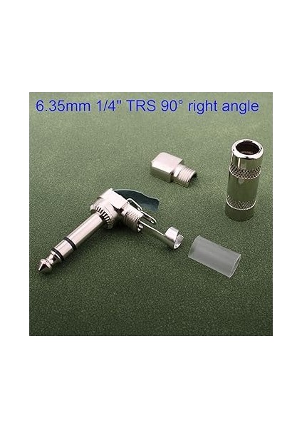 1/4 "ses Fişi 6,35 mm Fiş Trs Erkek 1/4" Lehim Tipi 90 Derece Dik Açılı Stereo Fiş Dj Mikser Hoparlör Kabloları Gitar Kabloları Fono Yama Kablosu Mikrofon Kabloları (5 Paket) modelleri