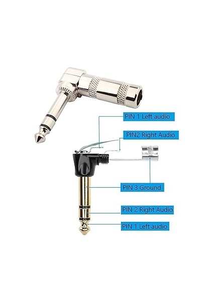 1/4 "ses Fişi 6,35 mm Fiş Trs Erkek 1/4" Lehim Tipi 90 Derece Dik Açılı Stereo Fiş Dj Mikser Hoparlör Kabloları Gitar Kabloları Fono Yama Kablosu Mikrofon Kabloları (5 Paket) indirimleri
