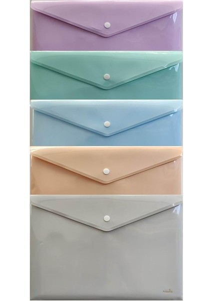 Çıtçıtlı Zarf Dosya 5 Renk Pastel Renkler