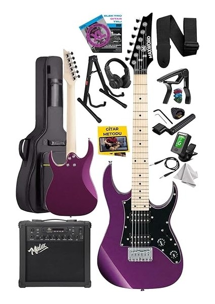 DE-150PU-25AMP Maple Klavye Hh Yüksek Kaliteli 25W Amfili Elektro Gitar Seti fiyatları