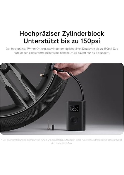 Taşınabilir Elektrikli Hava Kompresörü 2 - Taşınabilir Hava Kompresörü (0,2 10,3 BAR/3-150 Psi, 6 Mod, 2000 Mah Pil, 14,4 Wh, Usb-C Şarj, LED Ekran), Siyah (Es Versiyonu) fırsatları