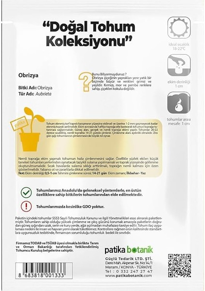 Botanik 100 Adet Obrizya Çiçek Tohumu (Aubrieta) modelleri