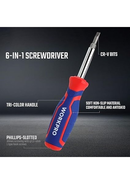 WP221046 6-In-1 Profesyonel Çok Fonksiyonlu Değişken Uçlu Tornavida Seti fırsatları