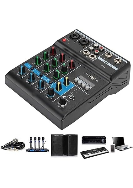 Ses Mikseri, Ses Mikseri, 4 Kanallı Ses Mikseri USB Stereo Karıştırma Konsolu Ses Kartı ile Ev Bilgisayar Sahnesi fırsatları