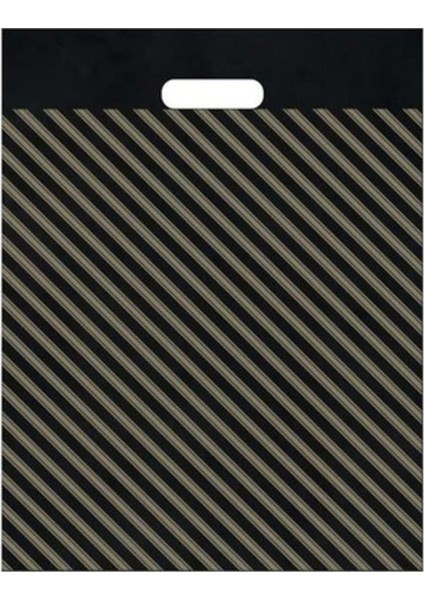 Takviyeli Siyah Çizgili Poşet 23X36 cm No:2 50 Adet