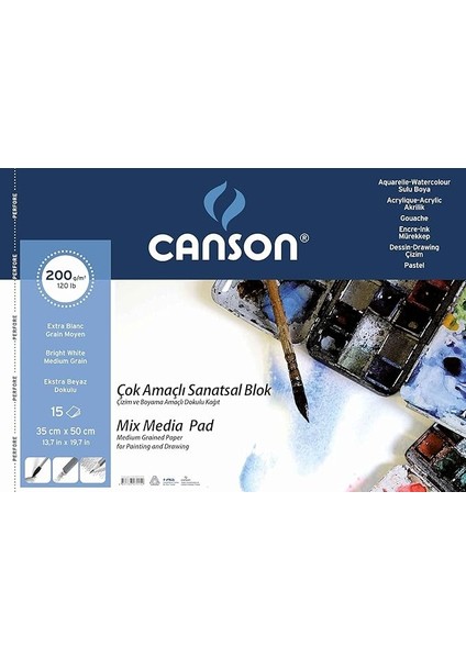 Fineface Çok Amaçli Resim Bloklari 200GR 35X50 15YP Spiralli Resim Defteri