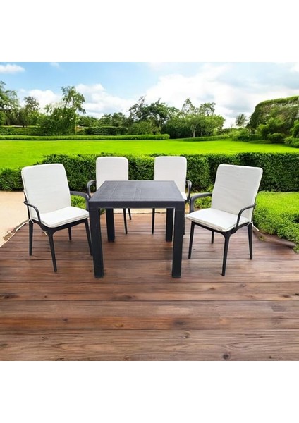 Adet Rattan Arkalıklı Sandalye Minderi (Kalınlık 4cm)-Primer Bej