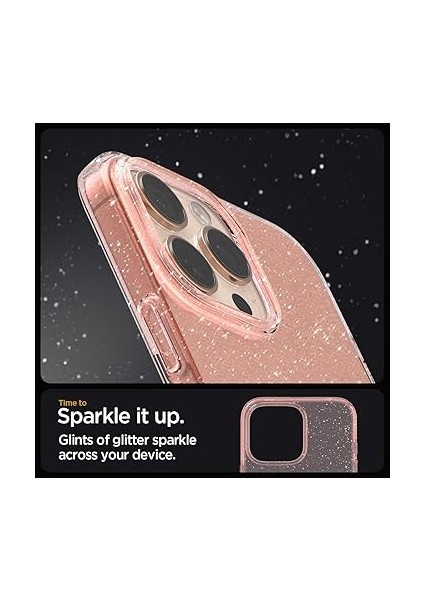 iPhone 16 Pro ile Uyumlu Ince Kılıf Liquid Crystal Glitter Sararma Karşıtı Duraclear Hava Kanalı Teknolojisi Askeri Sınıf Koruma Rose Quartz Şeffaf Simli Kapak - ACS08114 modelleri